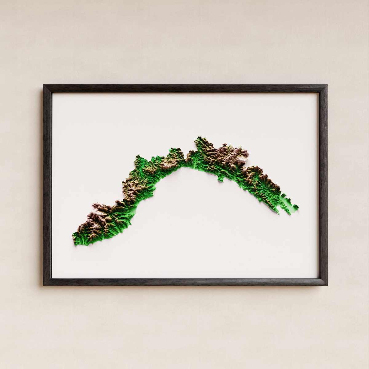 LIGURIA. Mapa de relieve artístico / paleta clásica