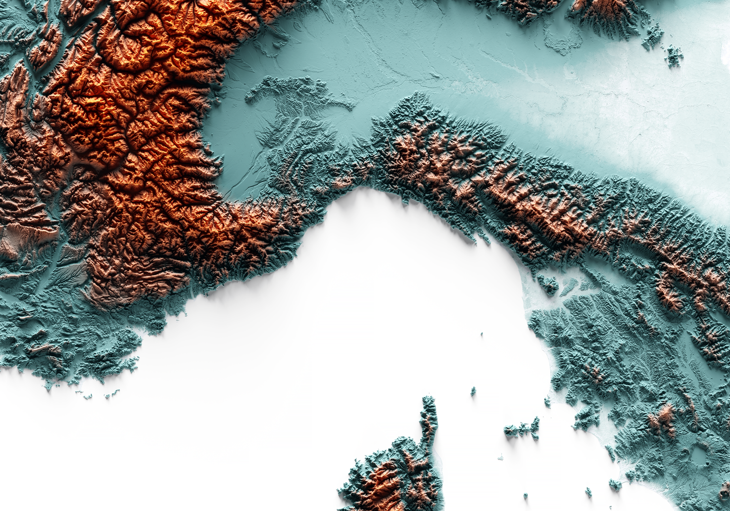 MAR LIGURE. Mapa de relieve con contraste.