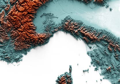 MAR LIGURE. Mapa de relieve con contraste.