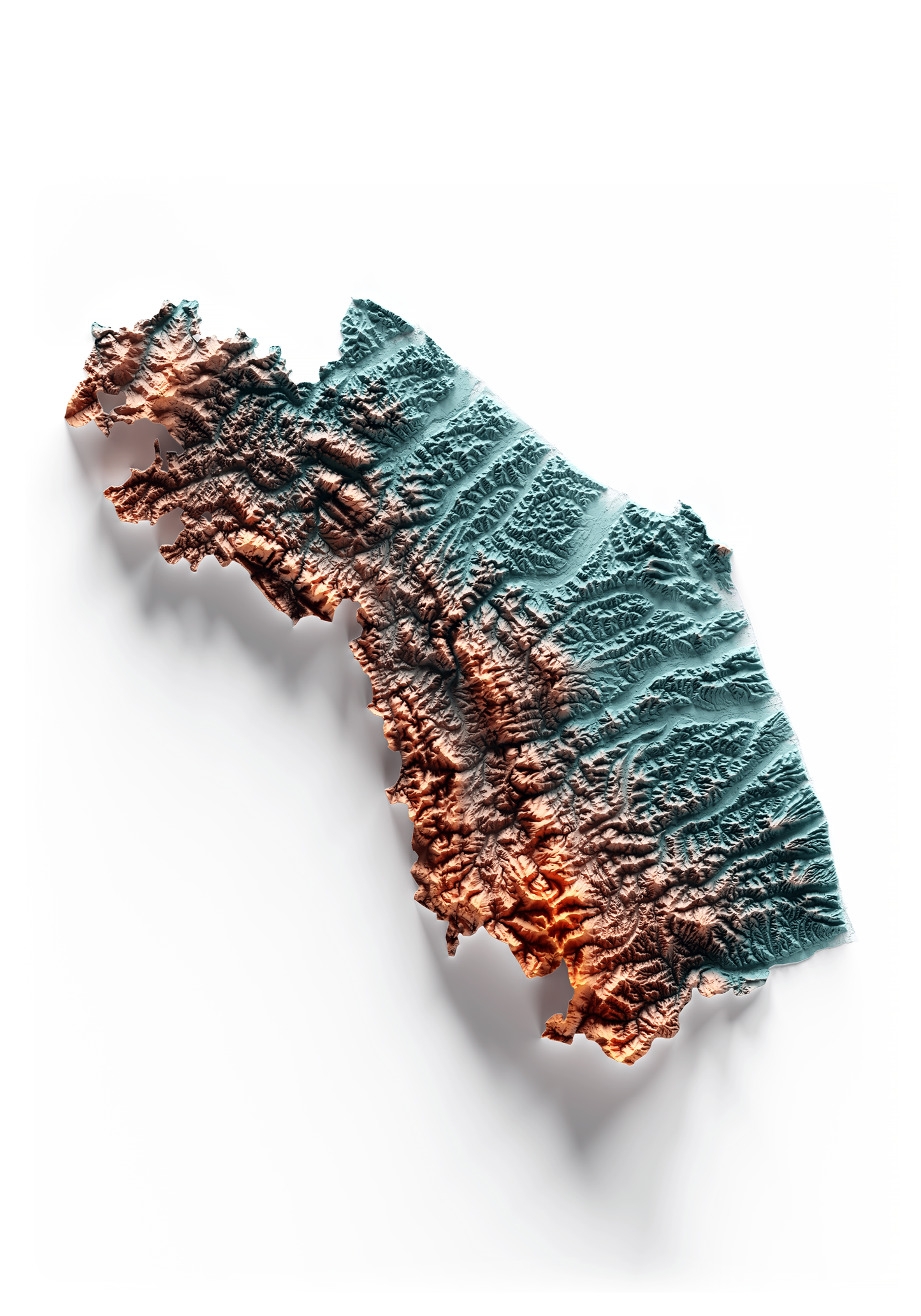 MARCHE. Mapa de relieve con contraste.