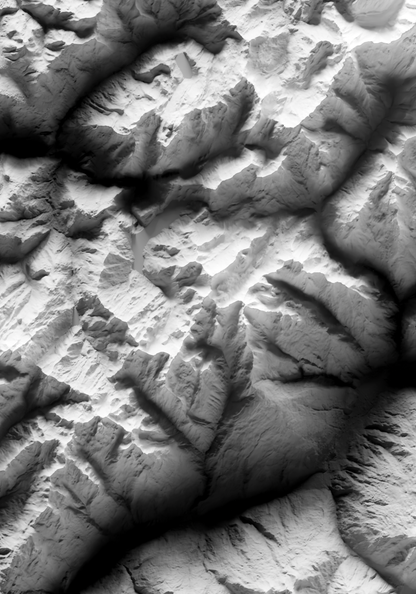 PEISEY-NANCROIX. Gray Shaded Relief Map Print.