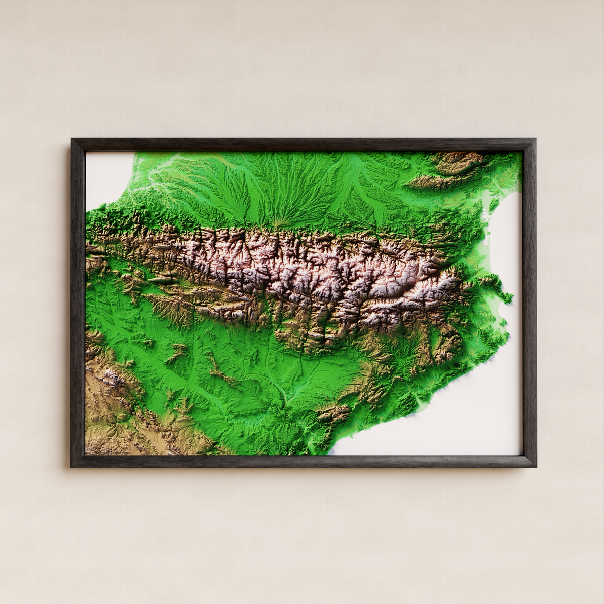 PIRINEOS. Mapa de relieve artístico / paleta clásica
