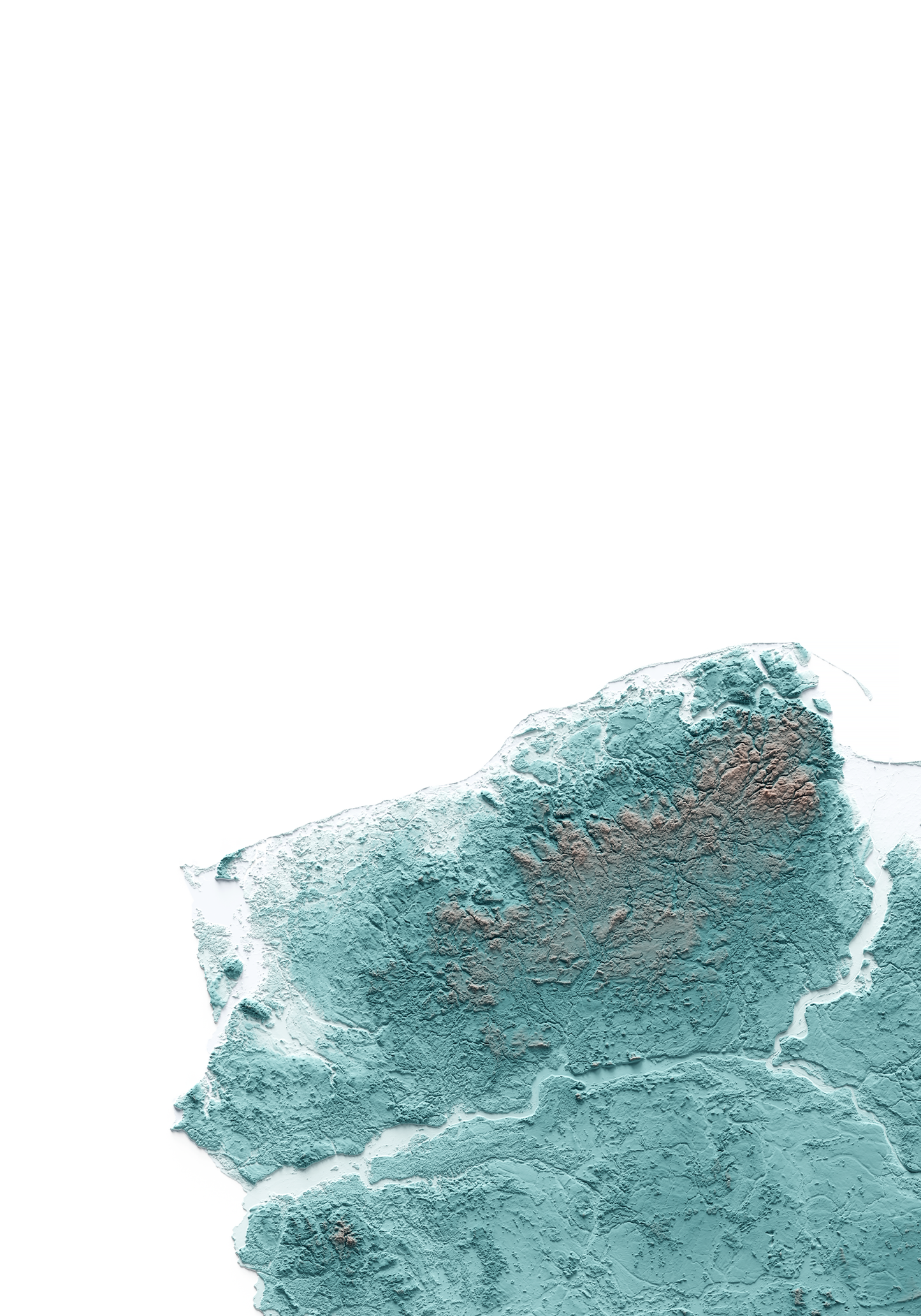 POLONIA. Mapa de relieve con contraste.