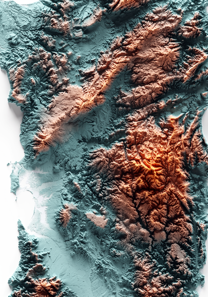CERDEÑA. Mapa de relieve con contraste.