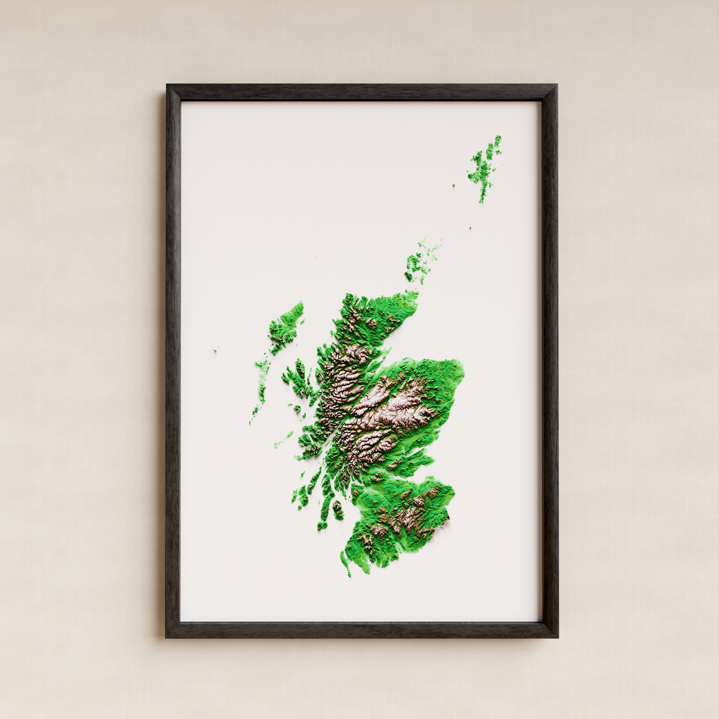 ESCOCIA. Mapa de relieve clásico.