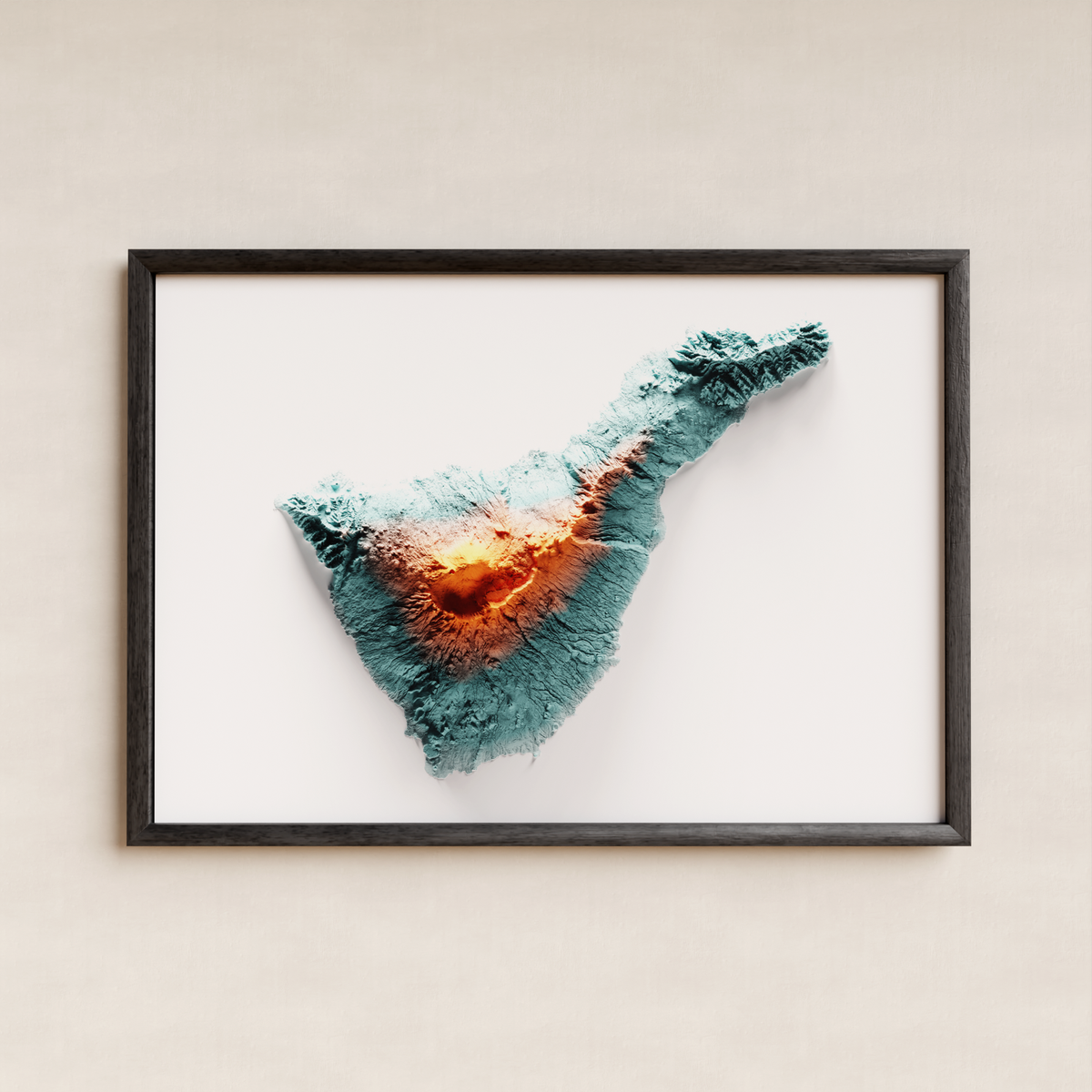 TENERIFE. Mapa de relleu artístic / blau i taronja