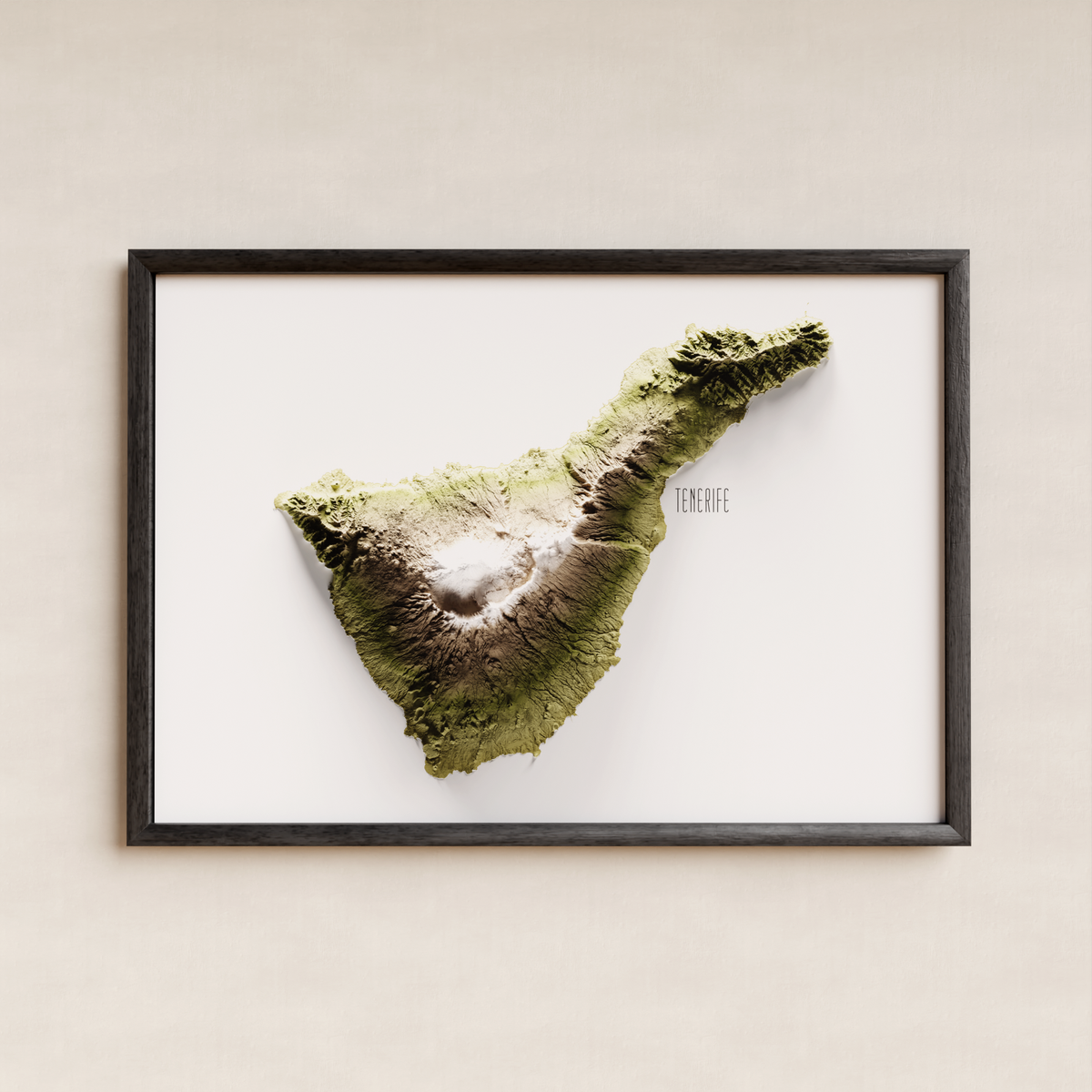 TENERIFE. Mapa de relleu artístic / tons terrosos