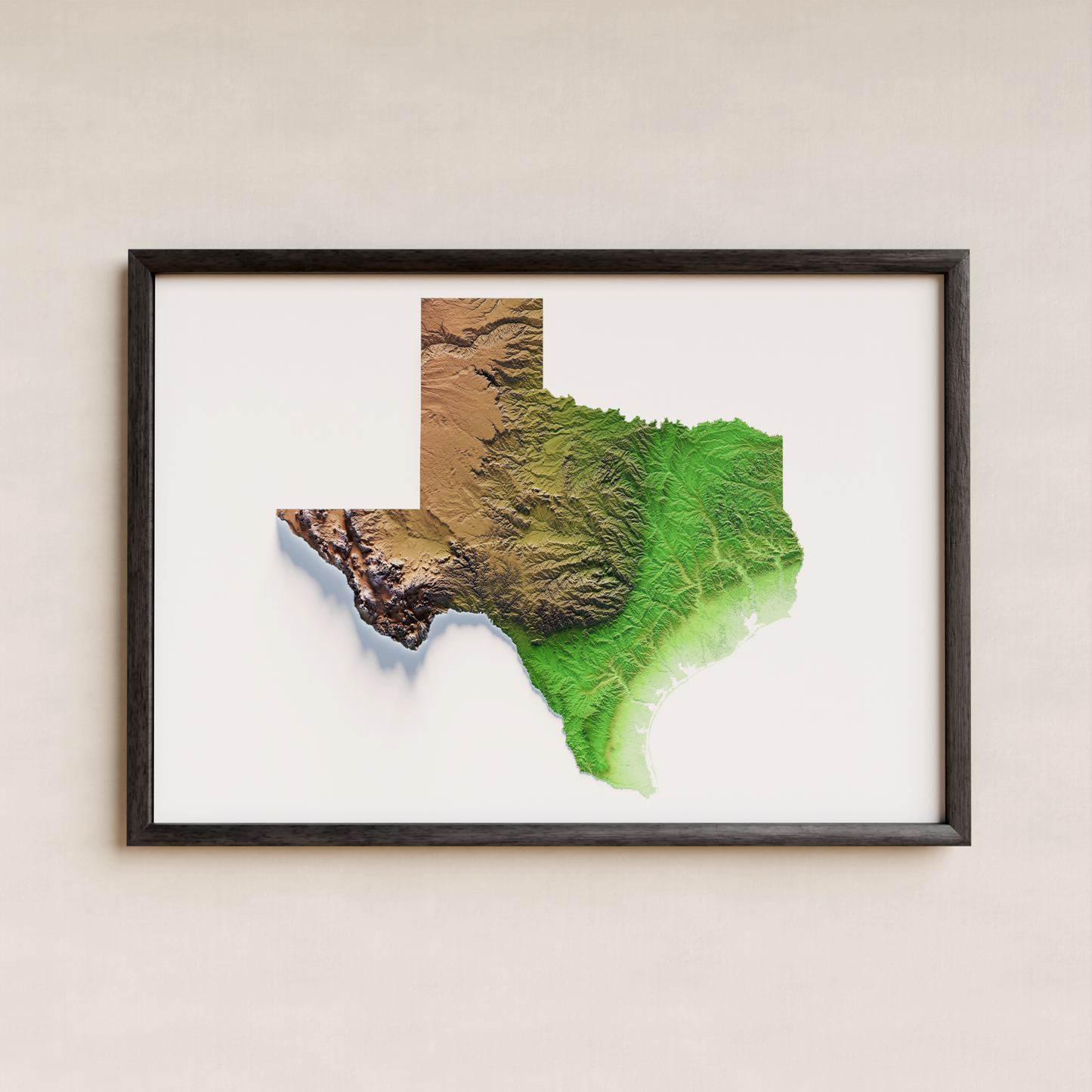 TEXAS. Mapa de relieve clásico.