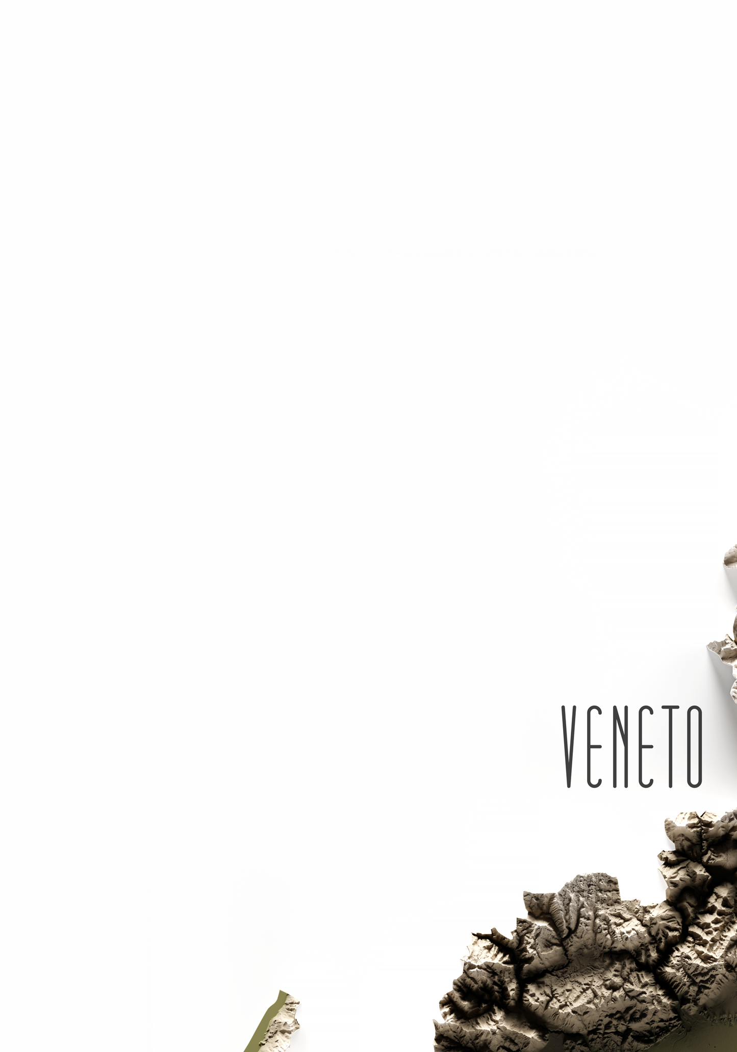 VÉNETO. Mapa de relieve en colores terrosos.