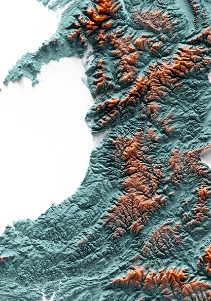 GALES - CYMRU. Mapa de relieve con contraste.