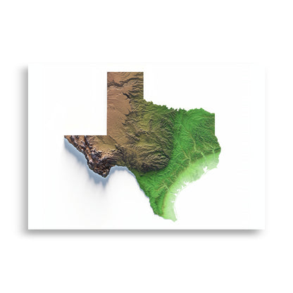 TEXAS. Mapa de relieve clásico.