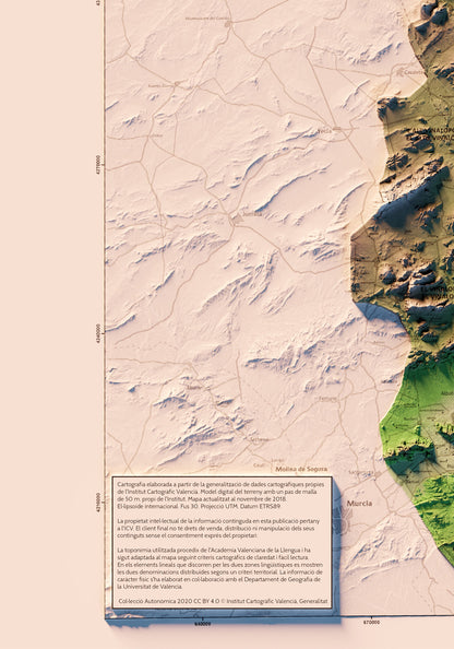 PAÍS VALENCIÀ. Mapa topográfico. Versió de l'ICV.