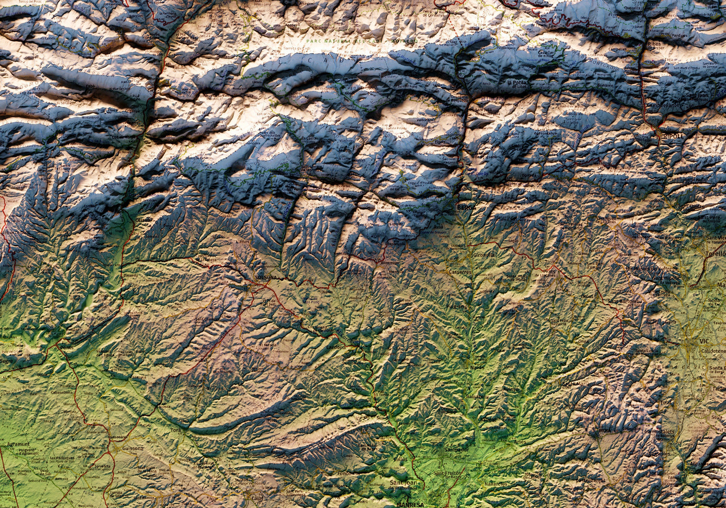 CATALUNYA. Mapa topográfico.