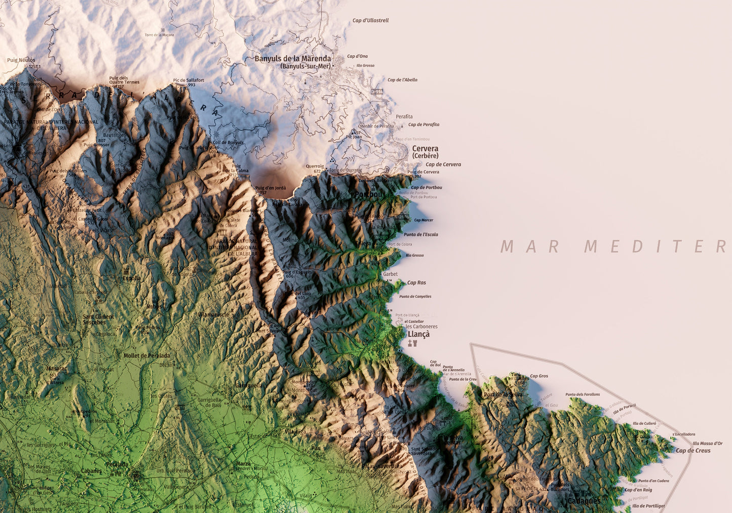 L'ALT EMPORDÀ. Mapa topográfico.