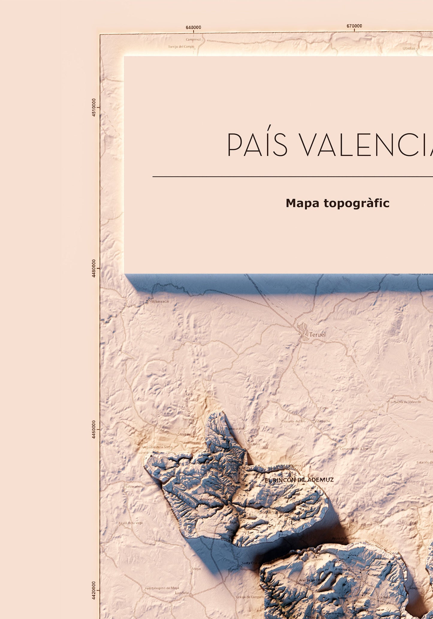 PAÍS VALENCIÀ. Mapa topográfico. Versió de l'ICV.