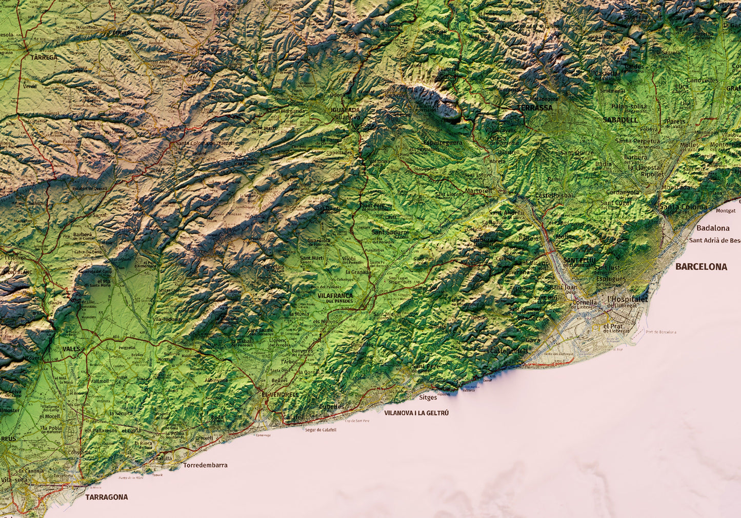 CATALUNYA. Mapa topográfico.