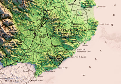 PROVÍNCIA DE GIRONA. Mapa topográfico.
