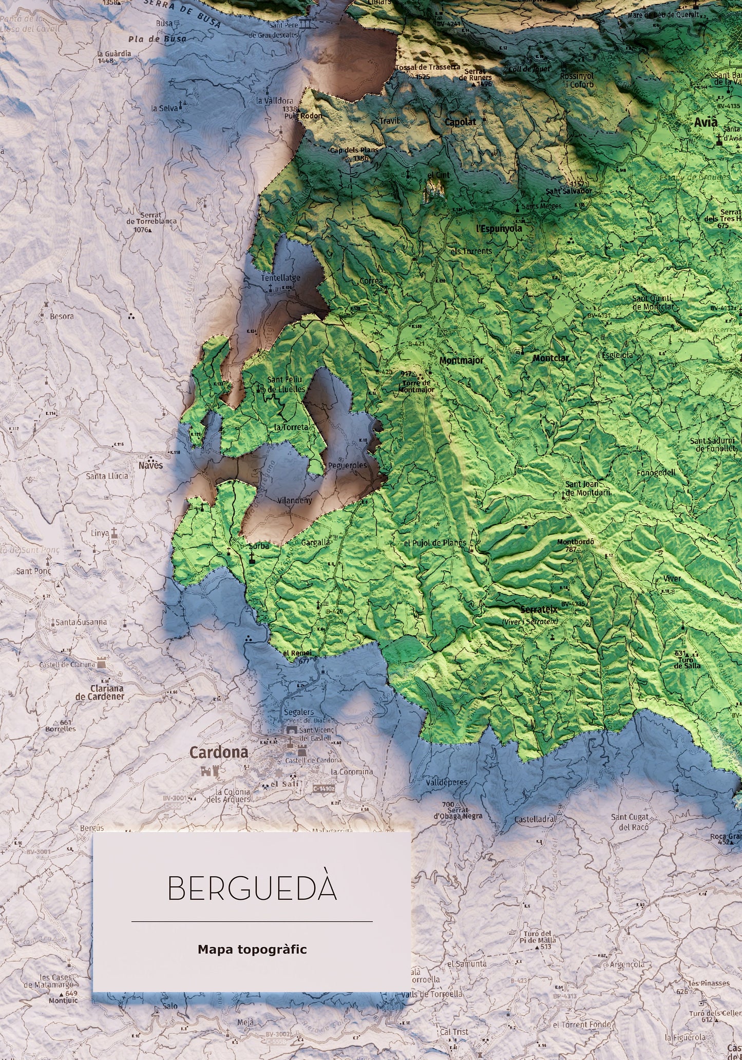 EL BERGUEDÀ. Mapa topográfico.