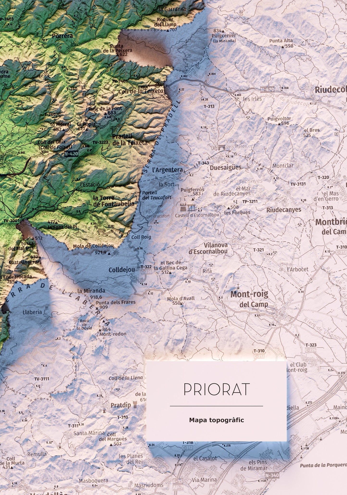 EL PRIORAT. Mapa topográfico.