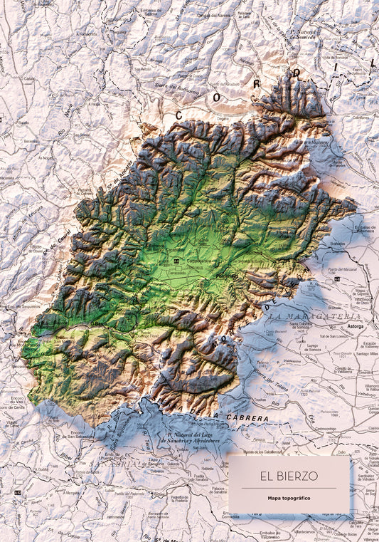 EL BIERZO. Mapa topográfico.
