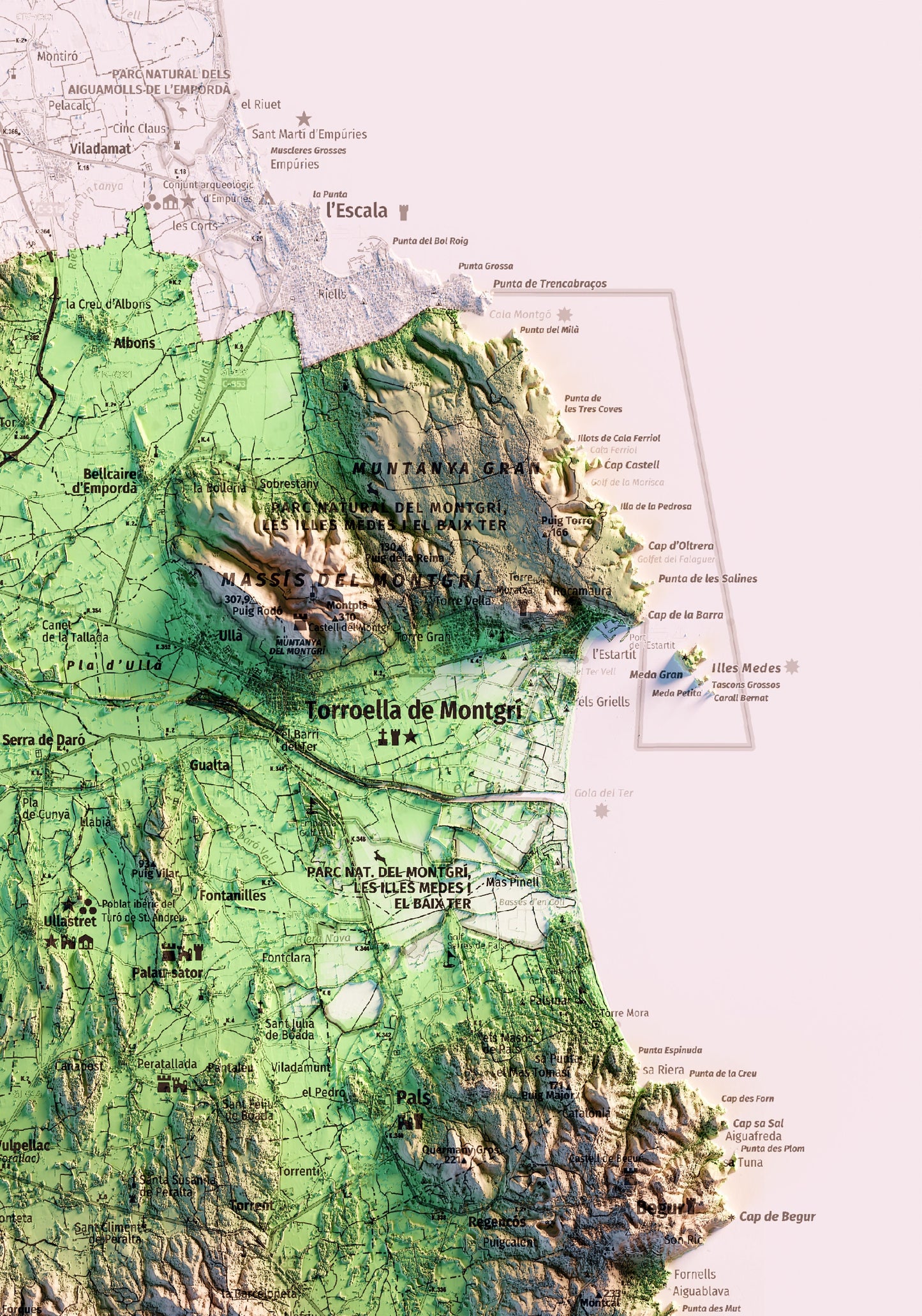 EL BAIX EMPORDÀ. Mapa topográfico.