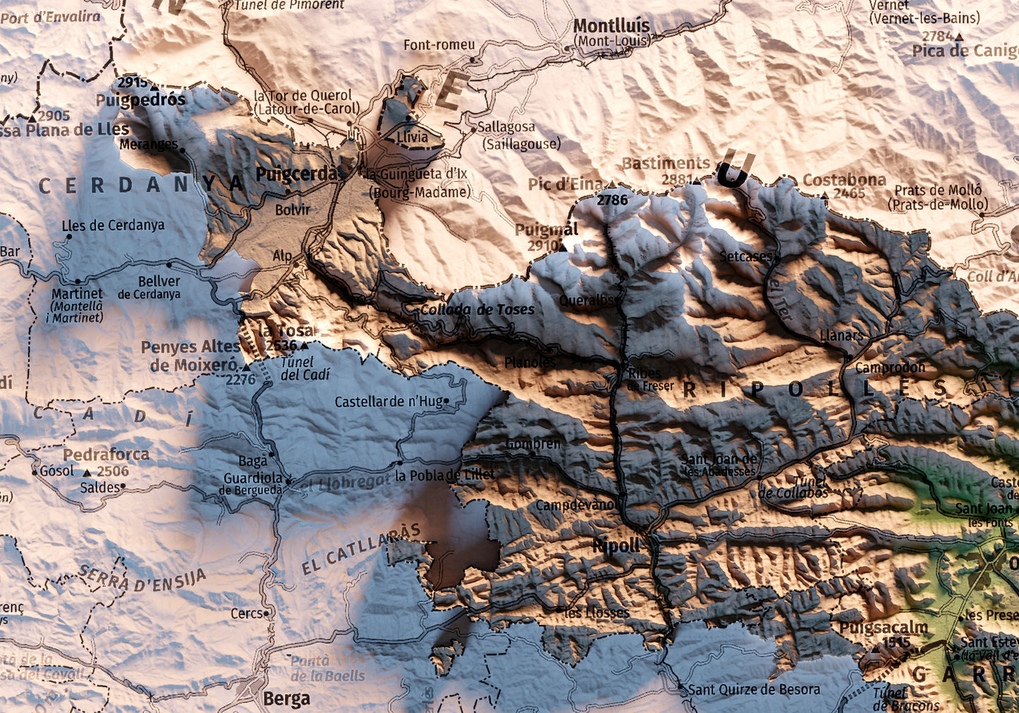 PROVÍNCIA DE GIRONA. Mapa topográfico.