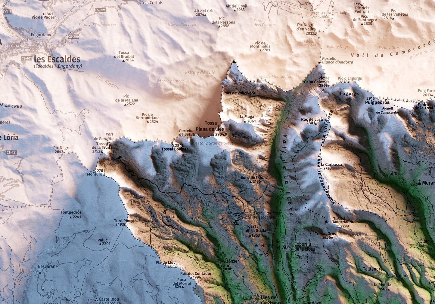 LA CERDANYA. Mapa topográfico.