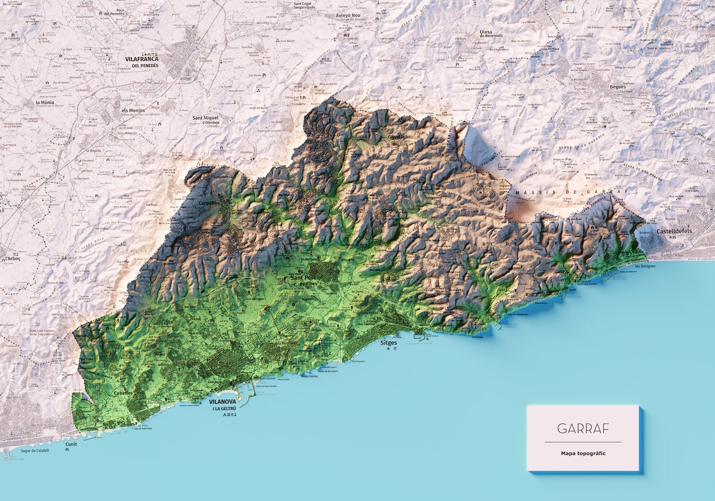 EL GARRAF. Mapa topográfico.