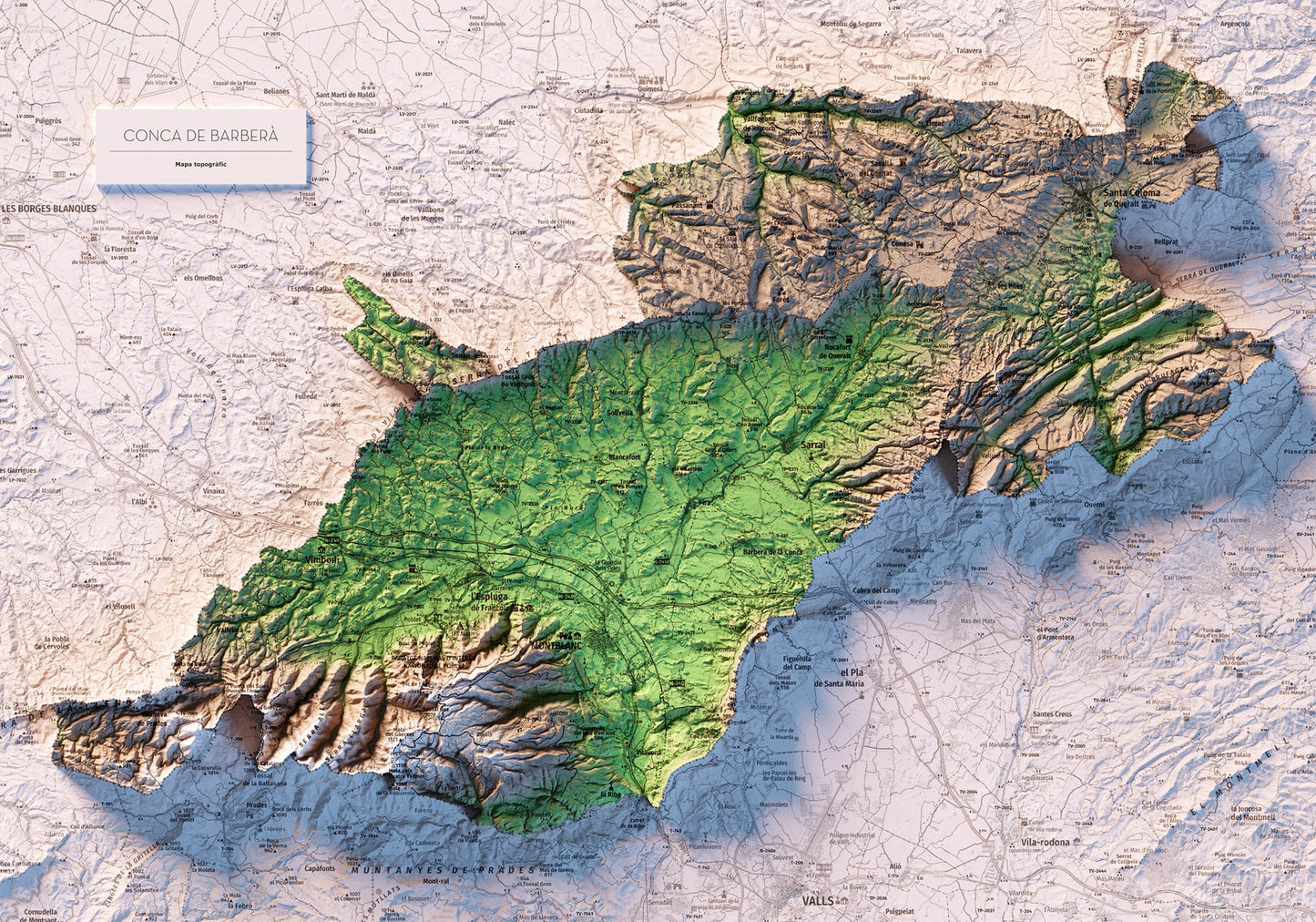 LA CONCA DE BARBERÀ. Mapa topográfico.