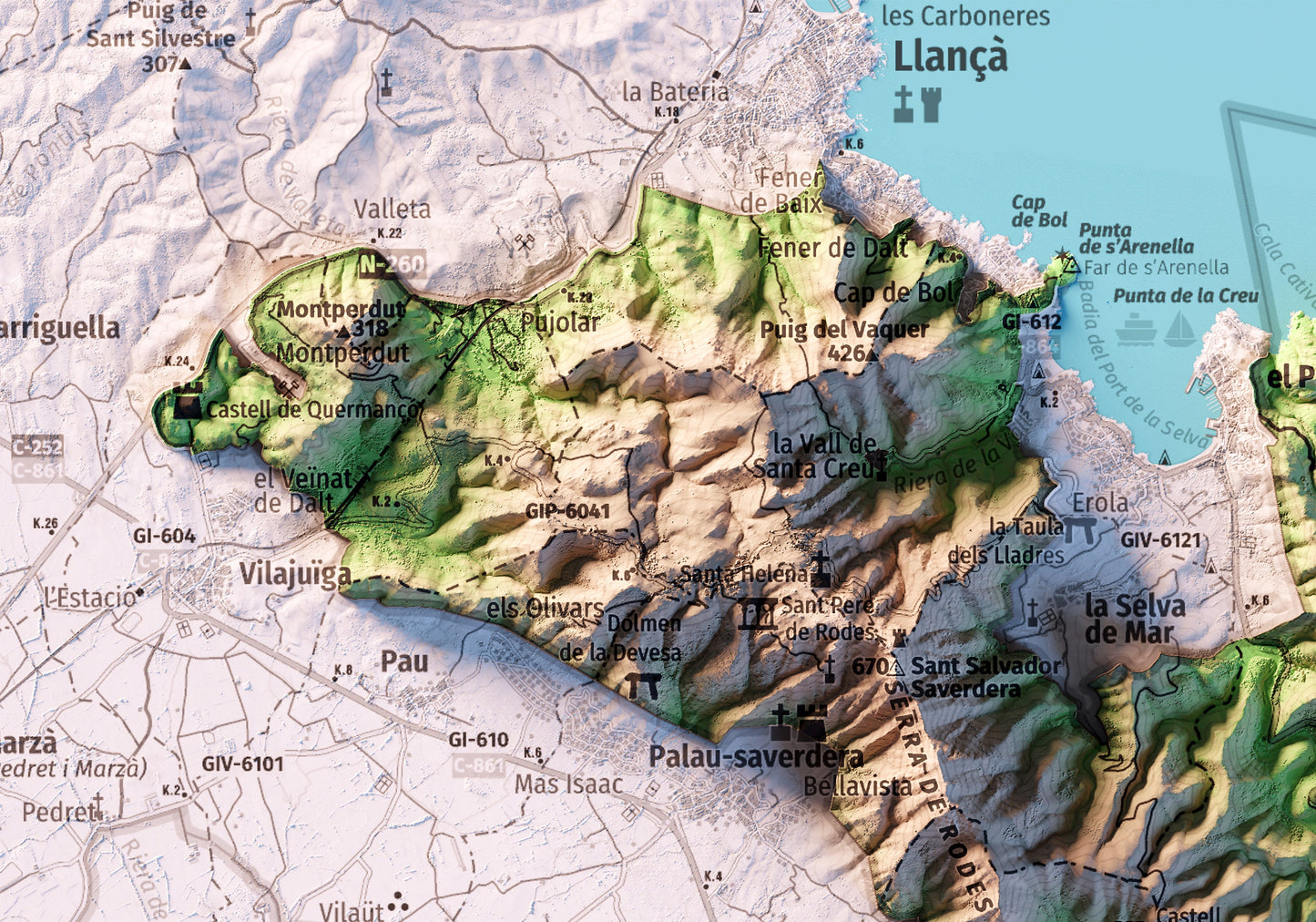 PARC NATURAL DEL CAP DE CREUS. Mapa topográfico.