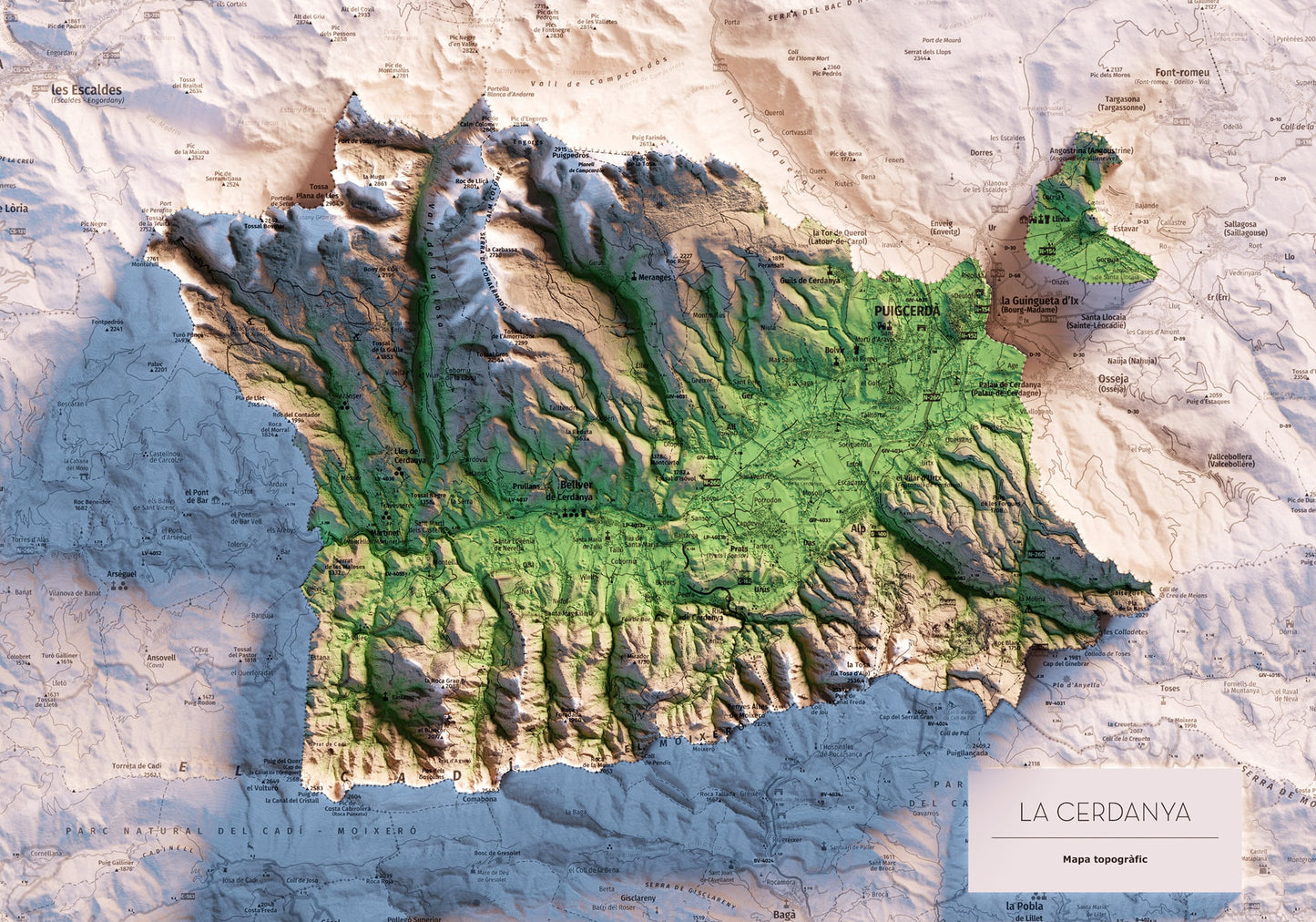 LA CERDANYA. Mapa topográfico.