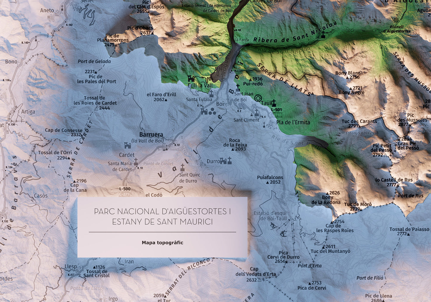 PARC NACIONAL D'AIGÜESTORTES I ESTANY DE SANT MAURICI. Mapa topográfico.