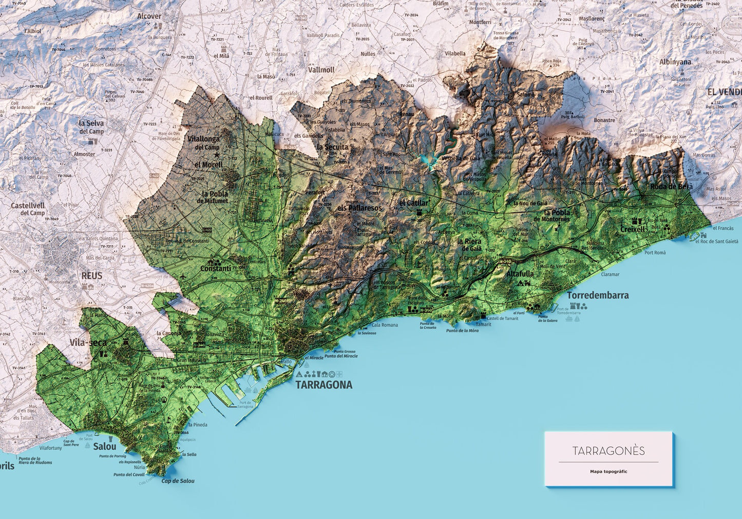 EL TARRAGONÈS. Mapa topográfico.