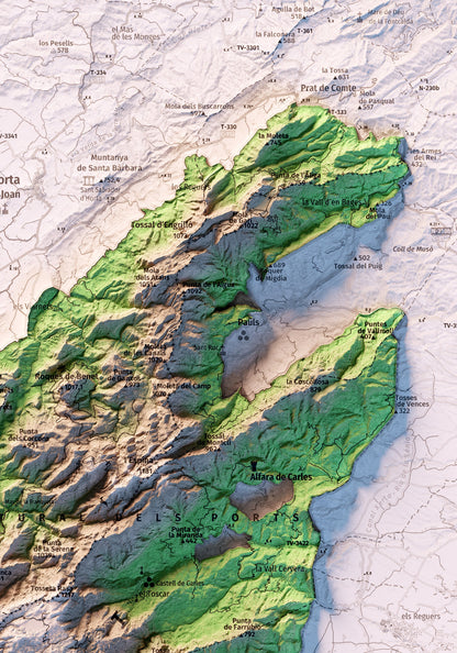 PARC NATURAL DELS PORTS. Mapa topográfico.