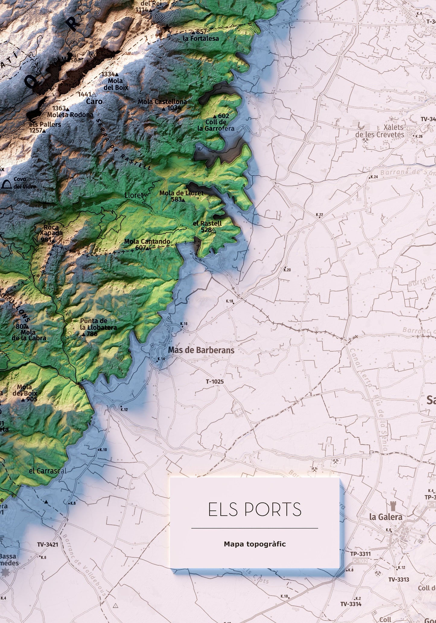 PARC NATURAL DELS PORTS. Mapa topográfico.