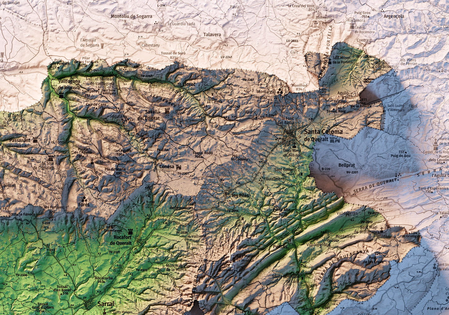 LA CONCA DE BARBERÀ. Mapa topográfico.