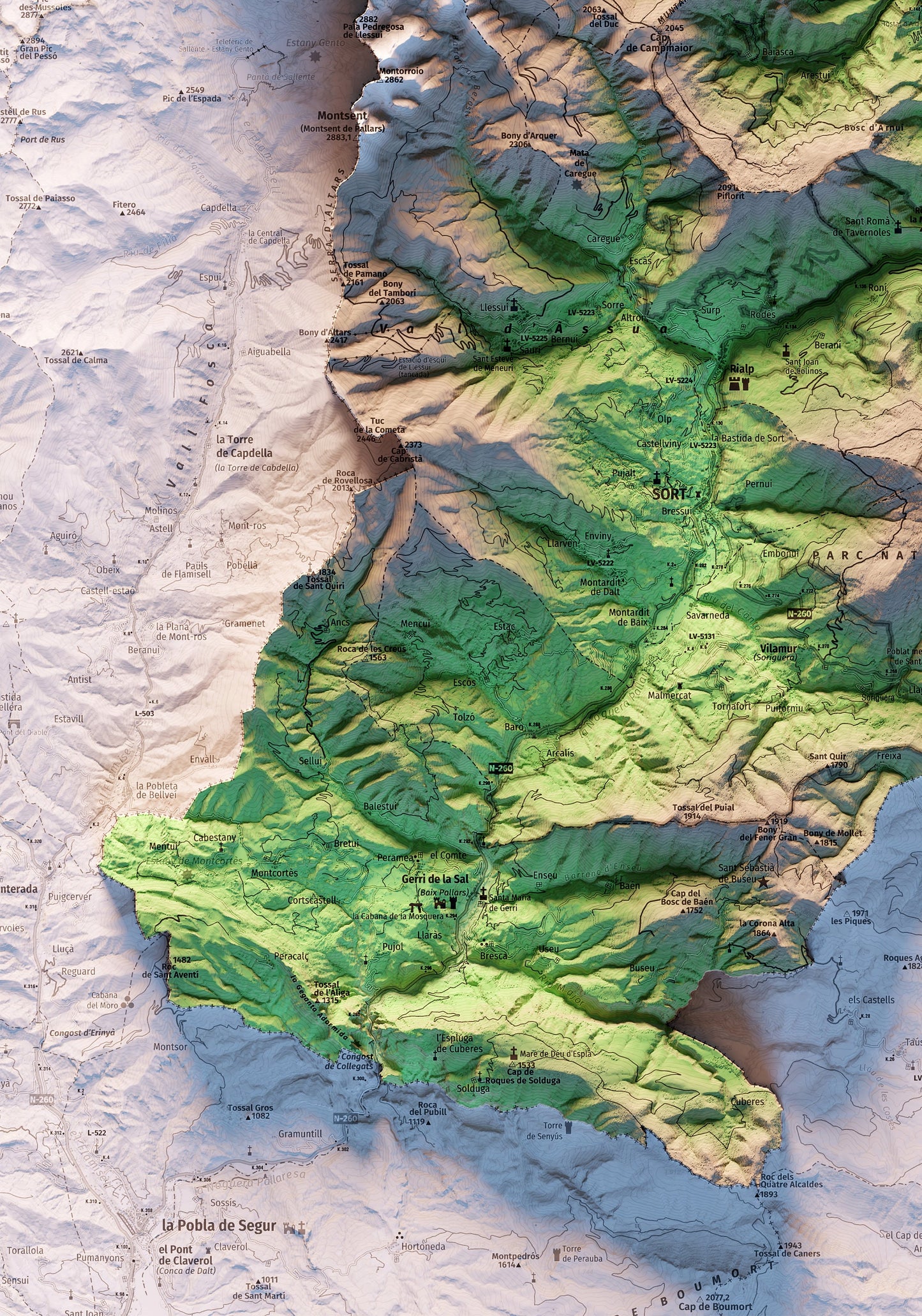 EL PALLARS SOBIRÀ. Mapa topográfico.