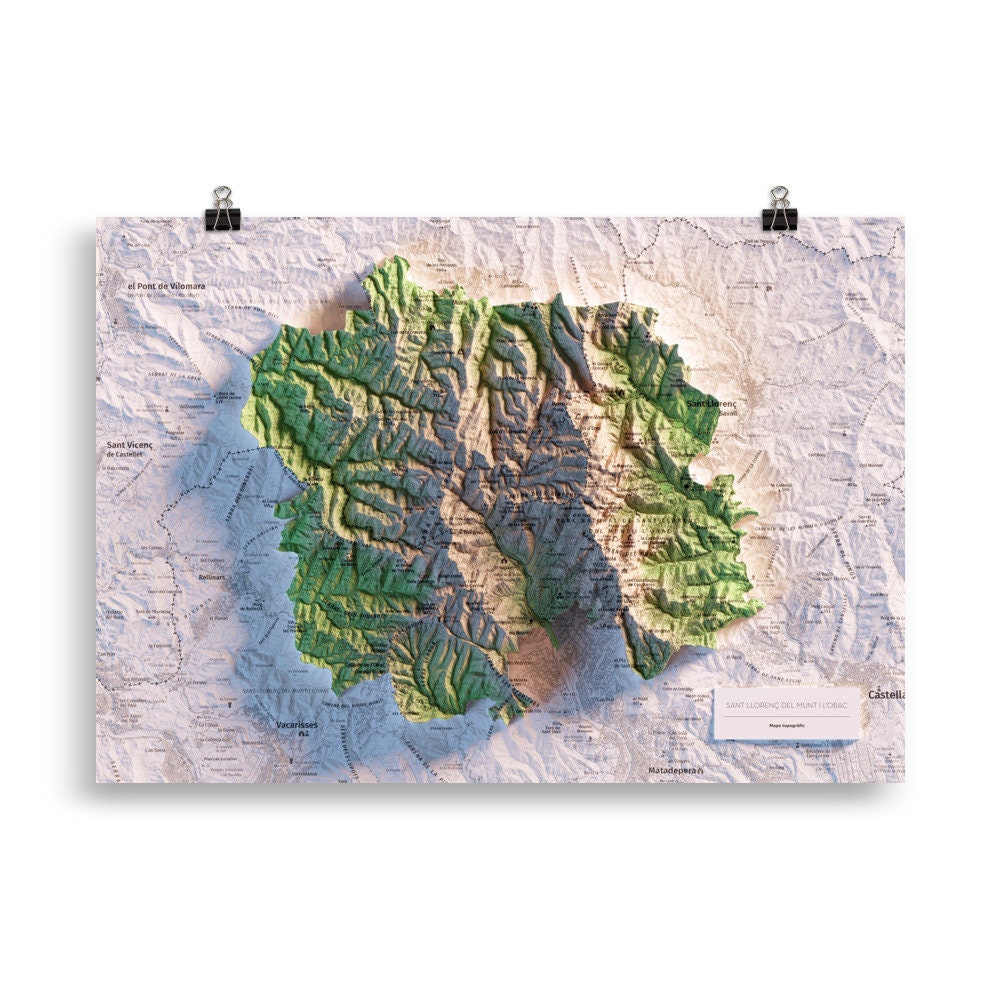 PARC NATURAL DE SANT LLORENÇ DEL MUNT I L'OBAC. Mapa topográfico.