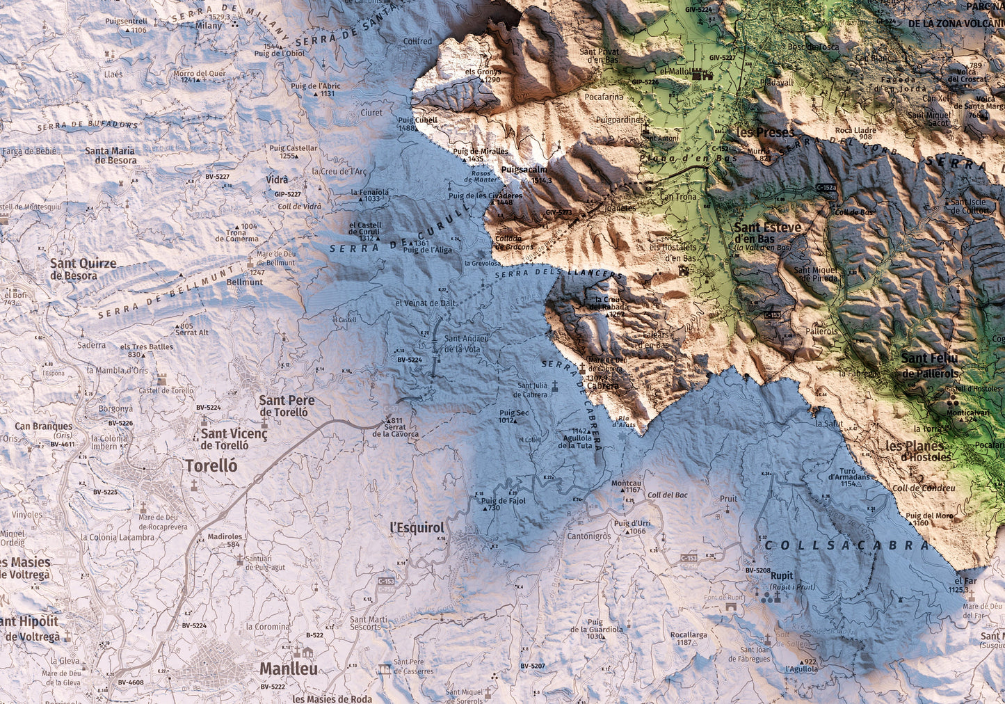 LA GARROTXA. Mapa topográfico.