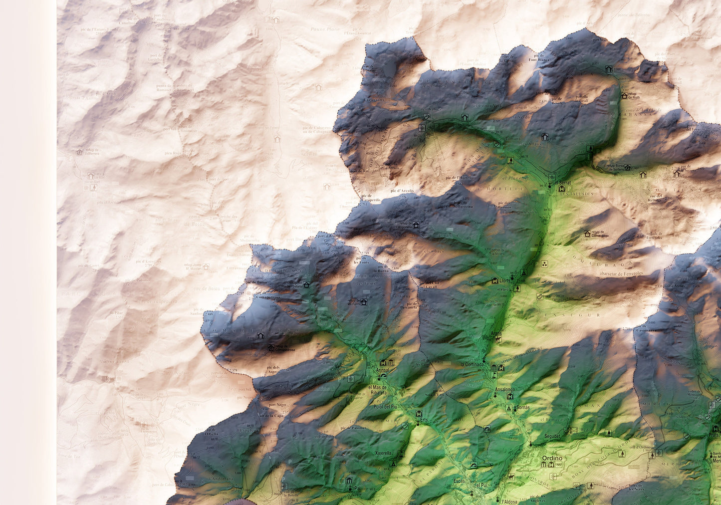 ANDORRA. Mapa topográfico.