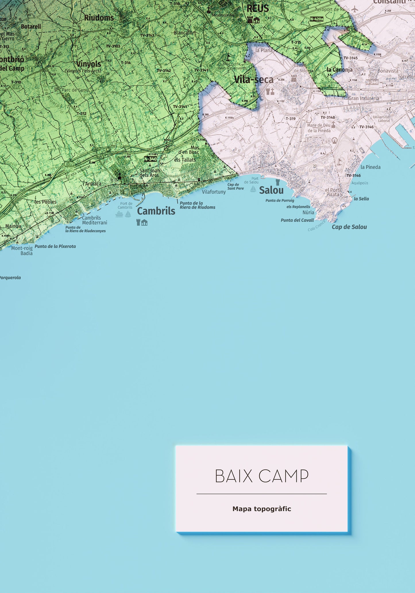 EL BAIX CAMP. Mapa topográfico.