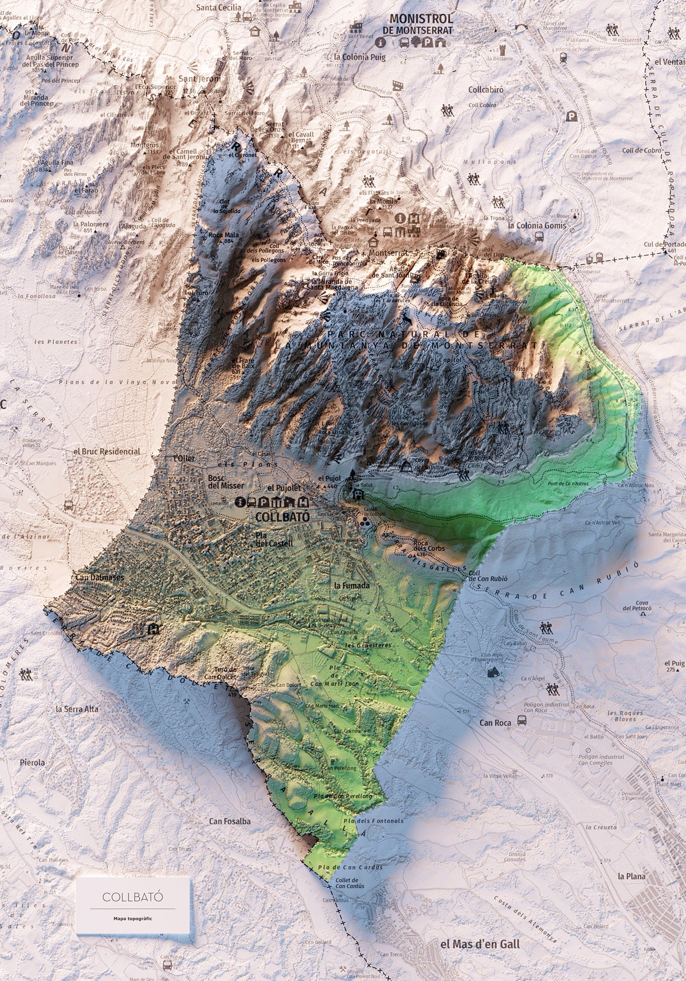 COLLBATÓ. Mapa topográfico.