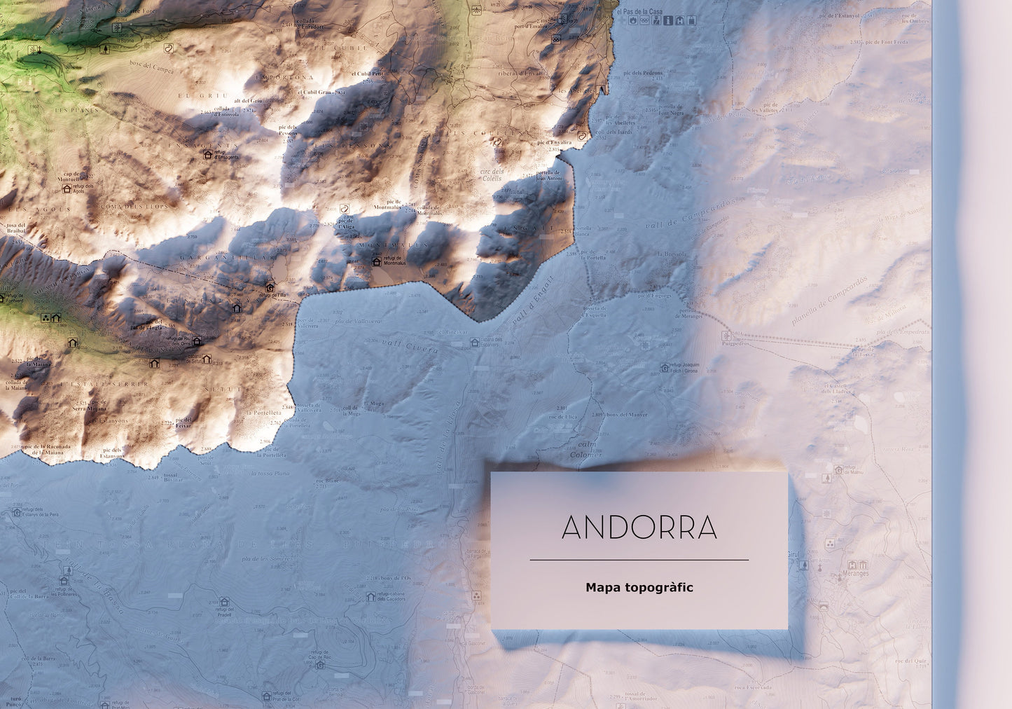 ANDORRA. Mapa topográfico.