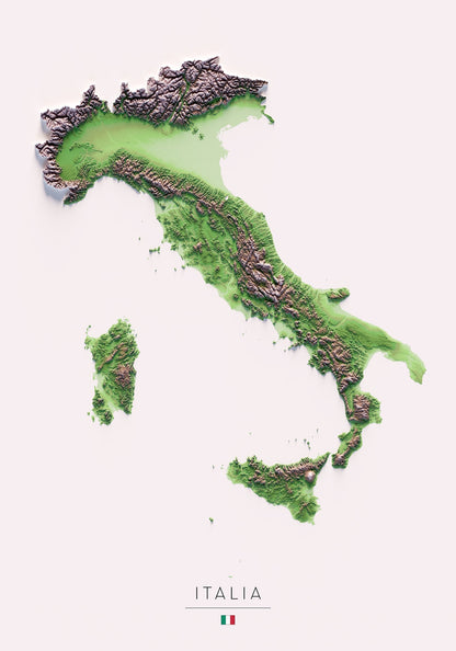 ITALIA. Mapa de relleu.