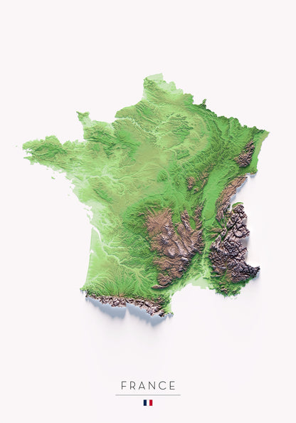 FRANÇA. Mapa de relleu.