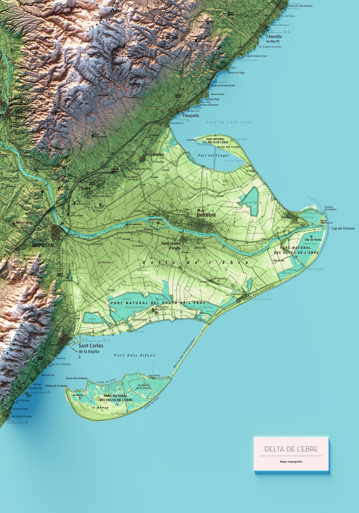 EL DELTA DE L'EBRE. Mapa topográfico.