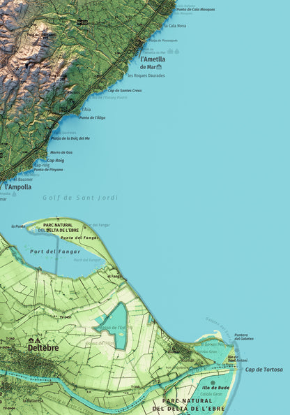 EL DELTA DE L'EBRE. Mapa topográfico.