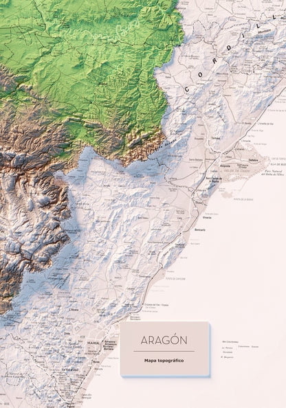 ARAGÓN. Mapa topográfico.