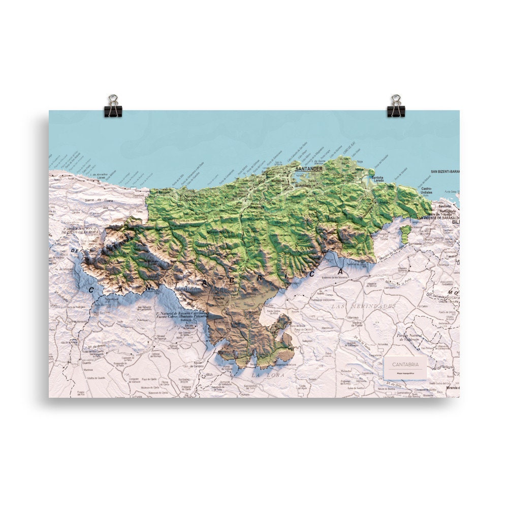 CANTABRIA. Mapa topográfico.