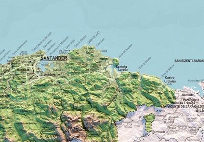 CANTABRIA. Mapa topográfico.